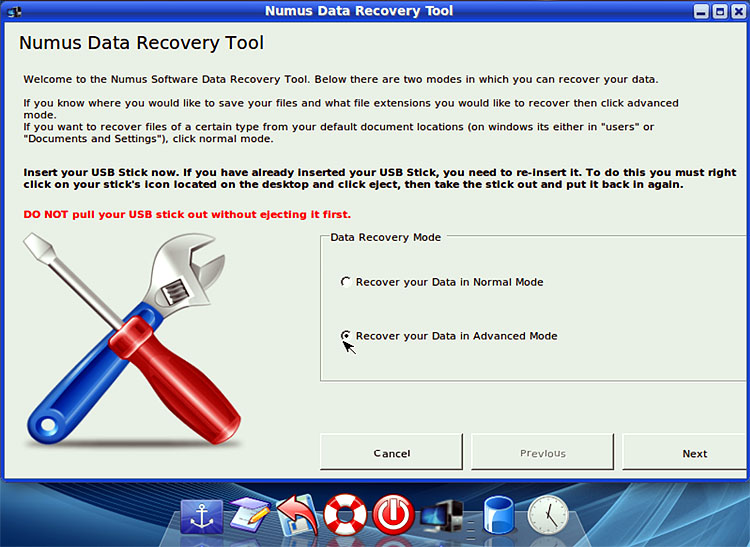 data recovery in advanced mode