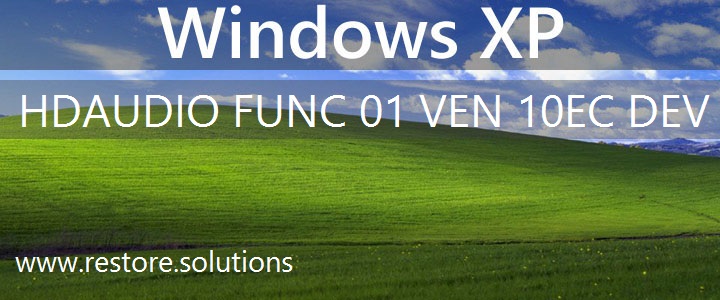 HDAUDIO\FUNC_01&VEN_10EC&DEV_0269 Windows XP Drivers
