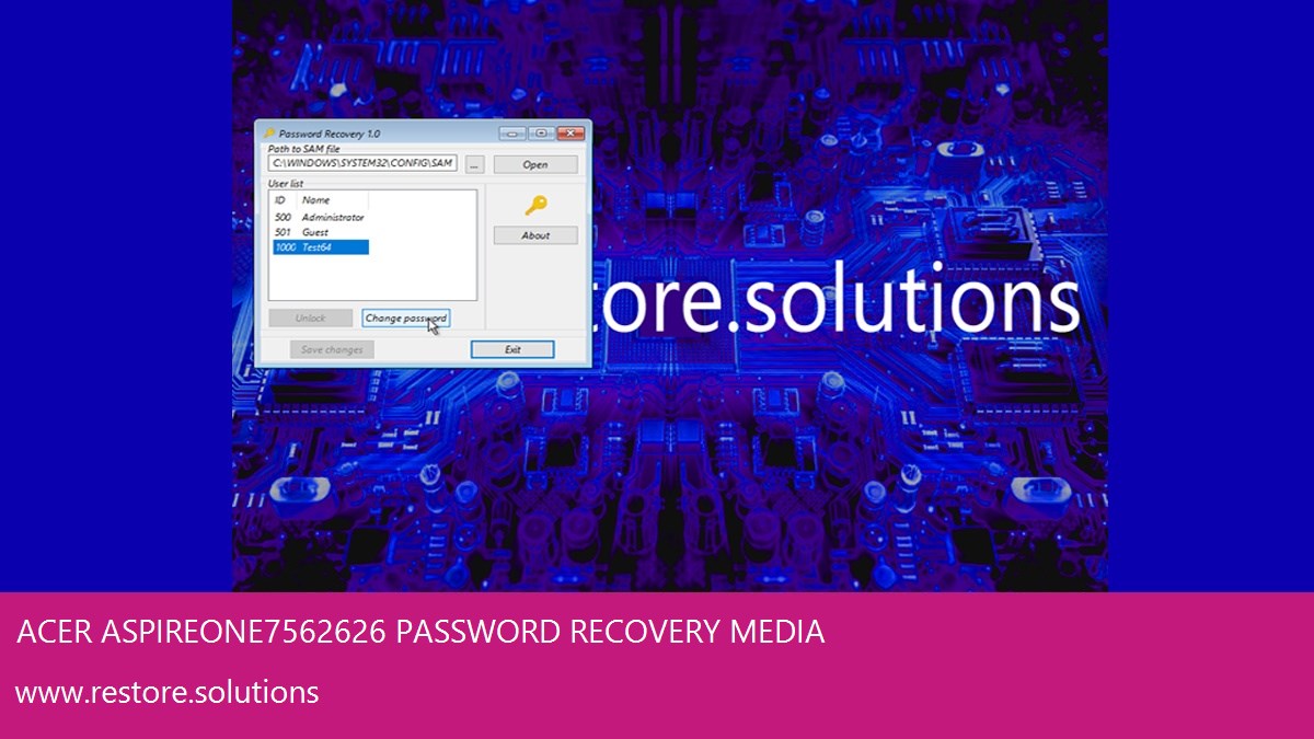 Acer Aspire ONE 756-2626 operating system password recovery