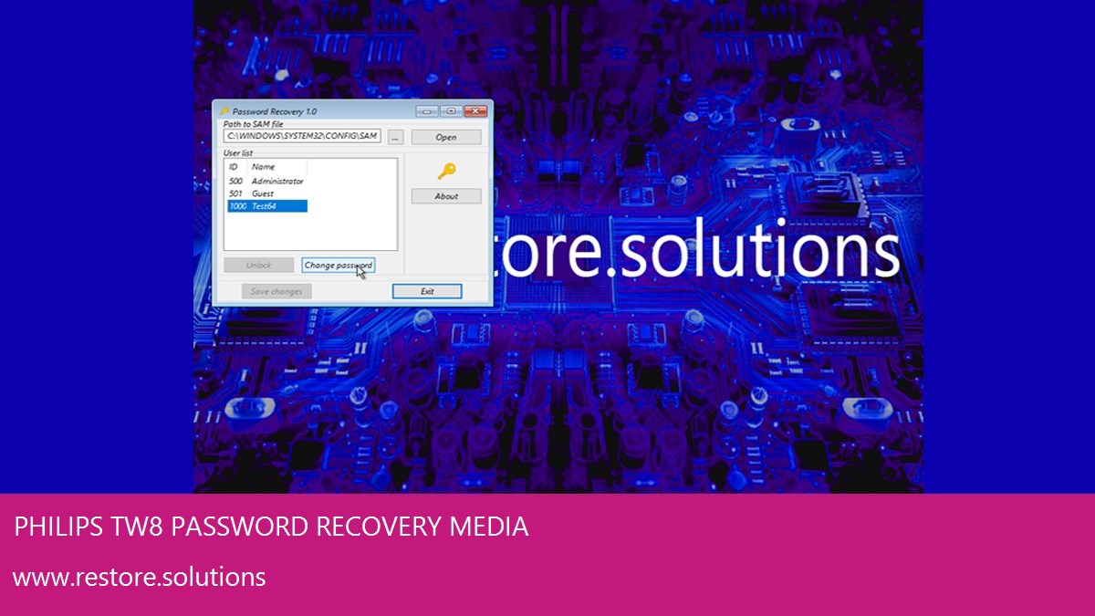 Philips TW8 operating system password recovery