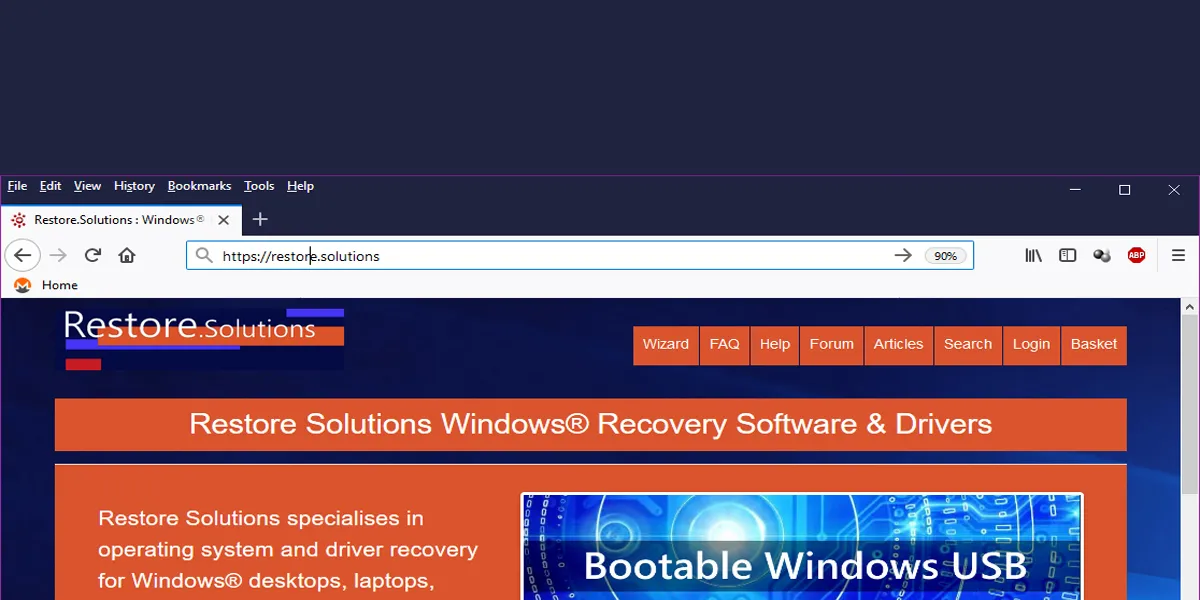 windows recovery usb website
