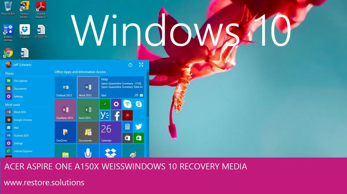 Acer Aspire One A150X weiss Windows 10 screen shot