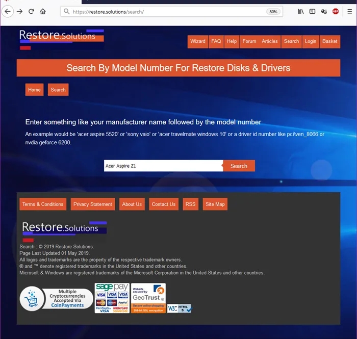 Restore.Solutions Recovery Media Search