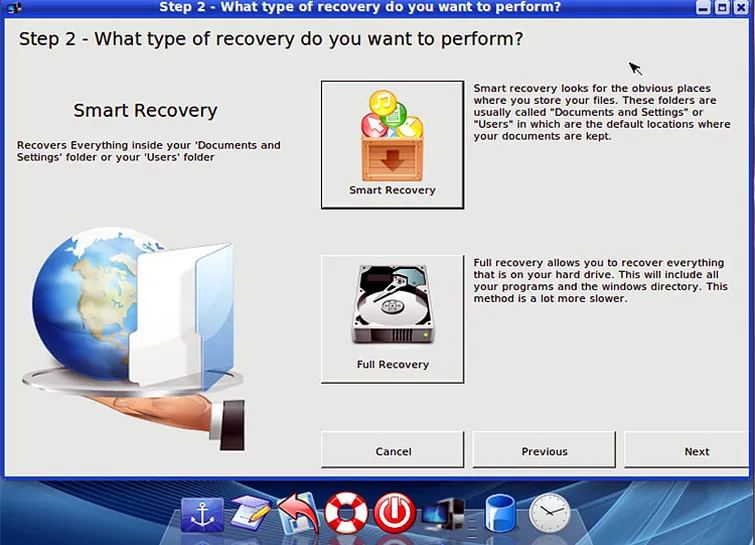 selecting the type of data recovery required