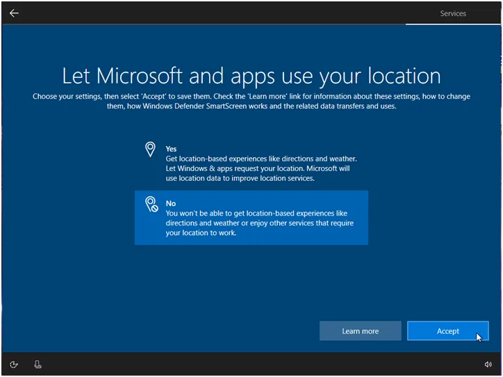 let microsoft and apps use your location
