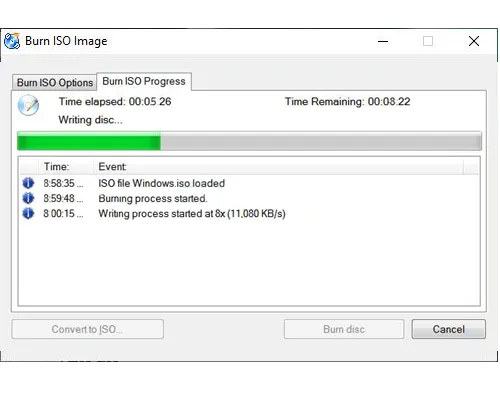 burn dvd recovery iso finished